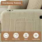 85 Modern Corduroy Rectangle 3-seater Sofa with USB and 2 Pillows