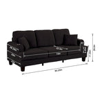 85 Modern Corduroy Rectangle 3-seater Sofa with USB and 2 Pillows