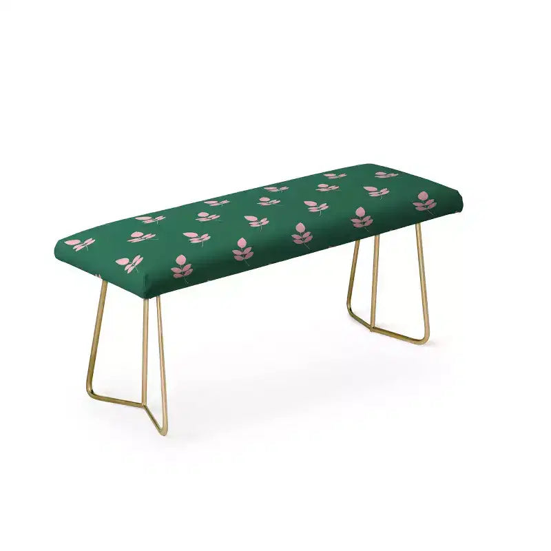 Panca con motivo a foglie rosa retrò Maritza Lisa verde - Deny Designs