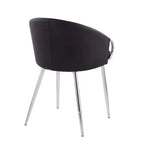 Set of 2 Claire Dining Chairs Chrome/Black - LumiSource: Upholstered Low Back, Foam Filled, Steel Frame