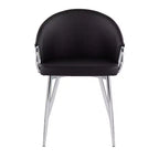 Set of 2 Claire Dining Chairs Chrome/Black - LumiSource: Upholstered Low Back, Foam Filled, Steel Frame