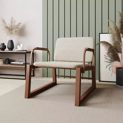 1.0 Whythe Low Accent Chair Linen/Corten - Manhattan Comfort: Modern Upholstered Steel Frame, Dining & Lounge Use