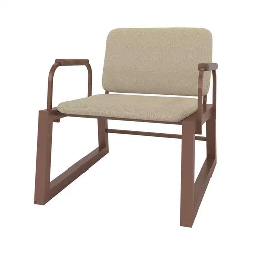 1.0 Whythe Low Accent Chair Linen/Corten - Manhattan Comfort: Modern Upholstered Steel Frame, Dining & Lounge Use