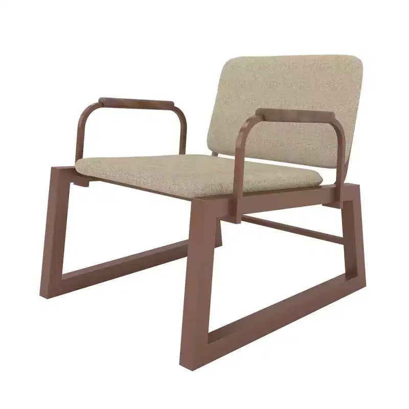 1.0 Whythe Low Accent Chair Linen/Corten - Manhattan Comfort: Modern Upholstered Steel Frame, Dining & Lounge Use