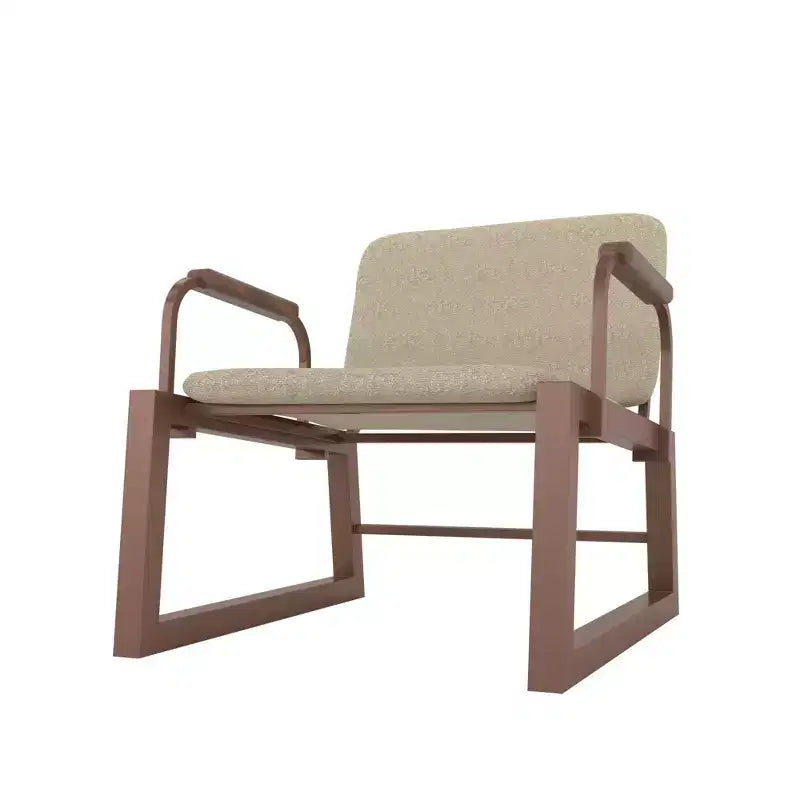 1.0 Whythe Low Accent Chair Linen/Corten - Manhattan Comfort: Modern Upholstered Steel Frame, Dining & Lounge Use