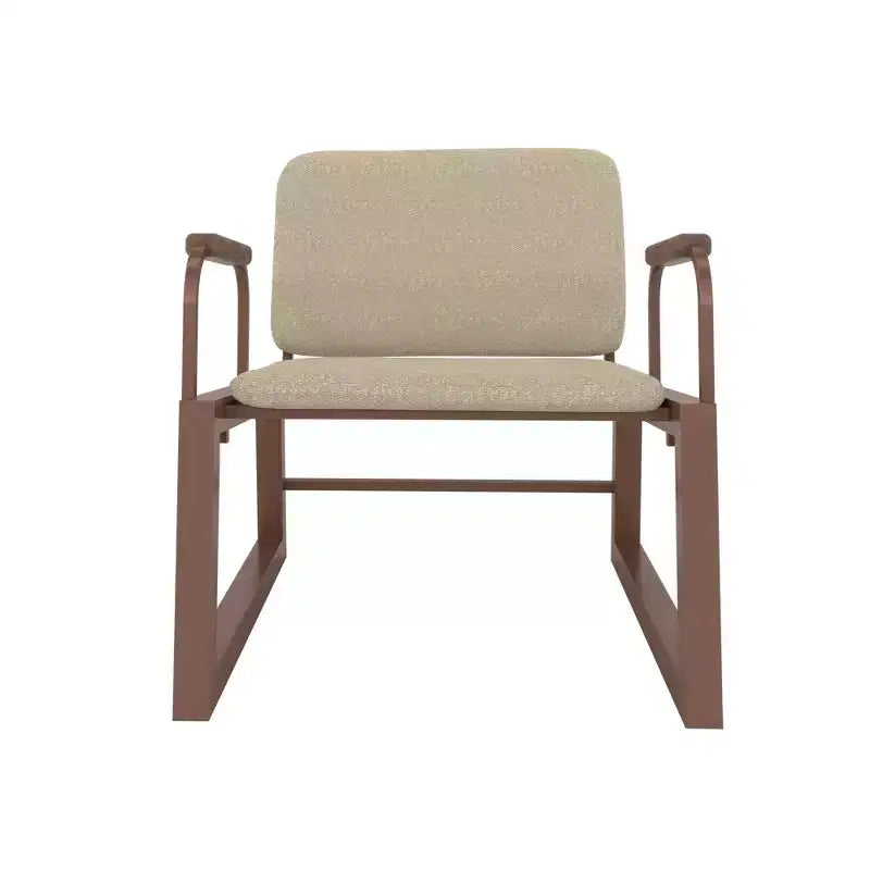 1.0 Whythe Low Accent Chair Linen/Corten - Manhattan Comfort: Modern Upholstered Steel Frame, Dining & Lounge Use