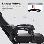 GTRACING Gaming Chair Mesh Computer Chair Ergonomic Recliner with Footrest Black