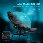 GTPLAYER Gaming Chair with Bluetooth Speakers and Footrest High Back Office Chair Black