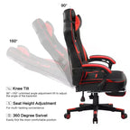 LUCKRACER Gaming Chair with Footrest High Back Computer Desk Chair Office Chair Red