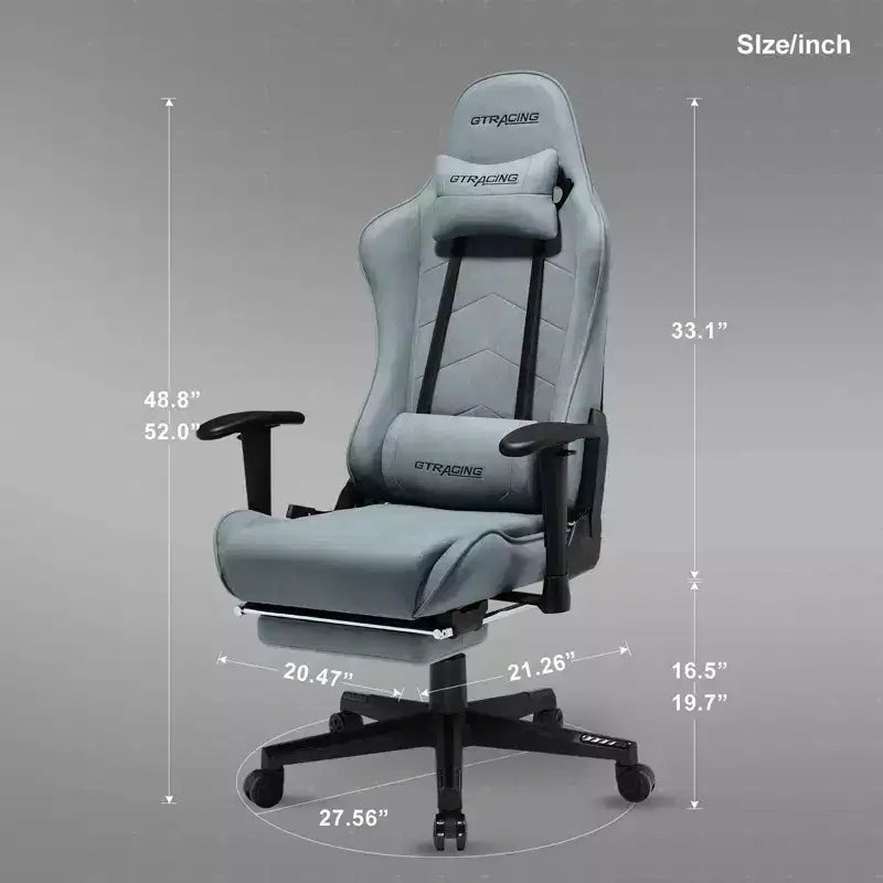GTRACING Gaming Chair with Footres Ergonomic Recliner Office Chair with Lumbar Support Blue