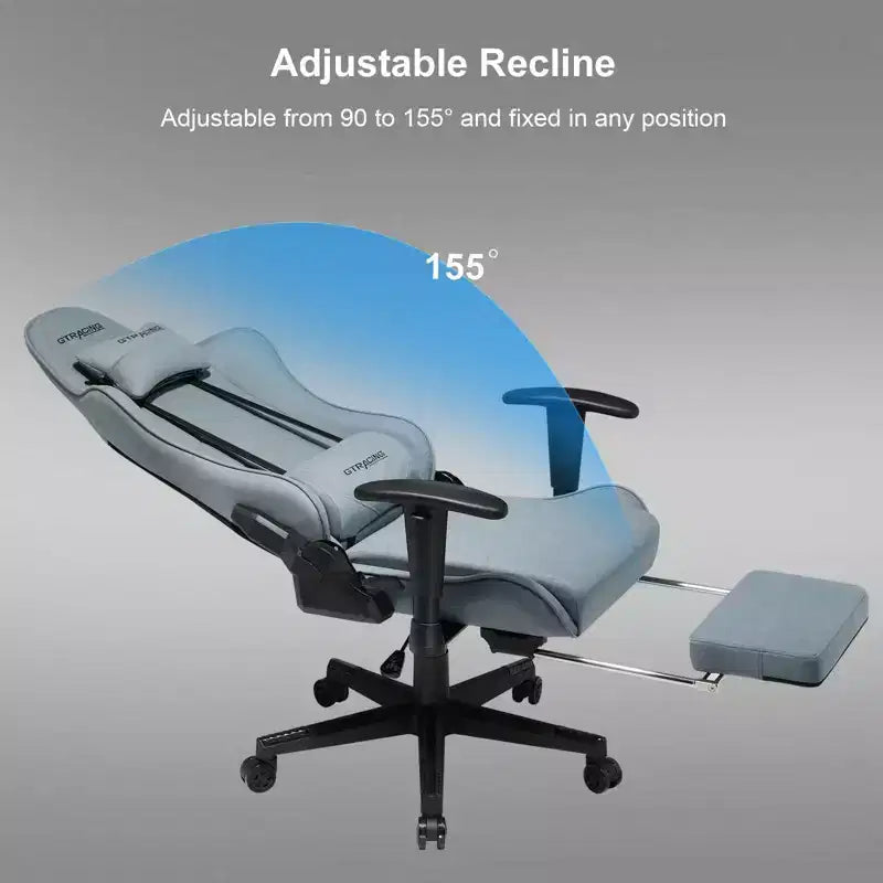 GTRACING Gaming Chair with Footres Ergonomic Recliner Office Chair with Lumbar Support Blue