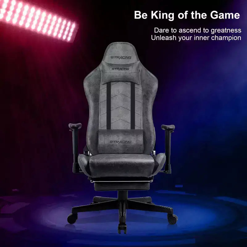 GTRACING Gaming Chair with Footres Ergonomic Recliner Office Chair with Lumbar Support Gray