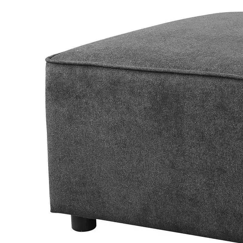 Pouf con vano contenitore Silvester, in tessuto grigio, 33", Acme Furniture