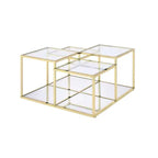 34" Uchenna Coffee Table Clear Glass/Gold Finish - Acme Furniture