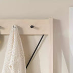 68" Solid Wood X Back Angled Hall Tree White Wash - Saracina Home: Pine Construction, Metal Hooks, Slatted Shelf
