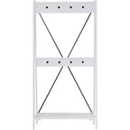 68" Solid Wood X Back Angled Hall Tree White Wash - Saracina Home: Pine Construction, Metal Hooks, Slatted Shelf