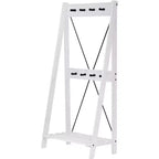 68" Solid Wood X Back Angled Hall Tree White Wash - Saracina Home: Pine Construction, Metal Hooks, Slatted Shelf