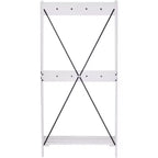 68" Solid Wood X Back Angled Hall Tree White Wash - Saracina Home: Pine Construction, Metal Hooks, Slatted Shelf