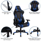 Emma and Oliver Racing Gaming Ergonomic Chair with Fully Reclining Back in Red LeatherSoft