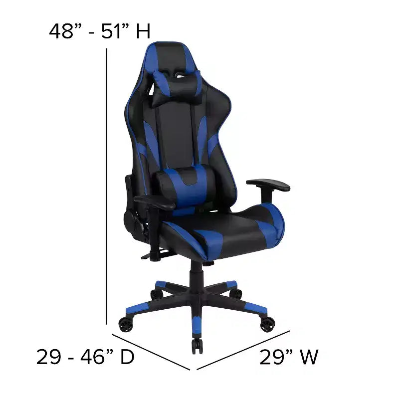 Emma and Oliver Racing Gaming Ergonomic Chair with Fully Reclining Back in Red LeatherSoft