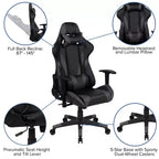 Emma and Oliver Racing Gaming Ergonomic Chair with Fully Reclining Back in Red LeatherSoft