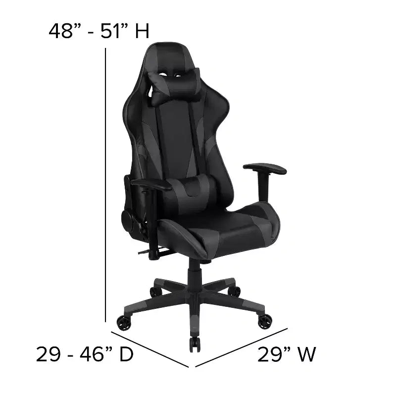 Emma and Oliver Racing Gaming Ergonomic Chair with Fully Reclining Back in Red LeatherSoft