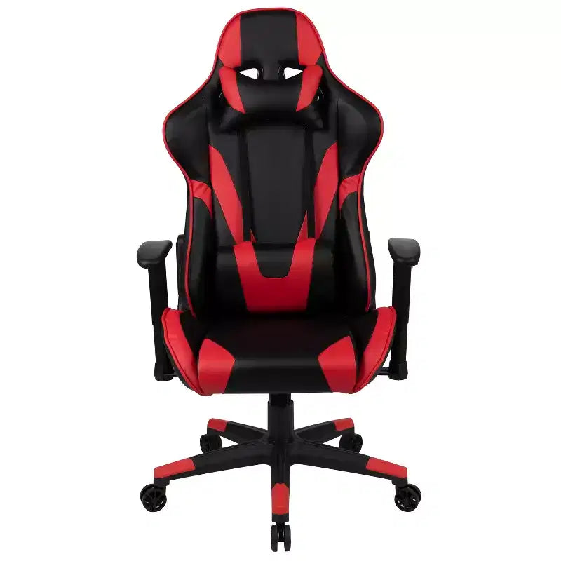 Emma and Oliver Racing Gaming Ergonomic Chair with Fully Reclining Back in Red LeatherSoft