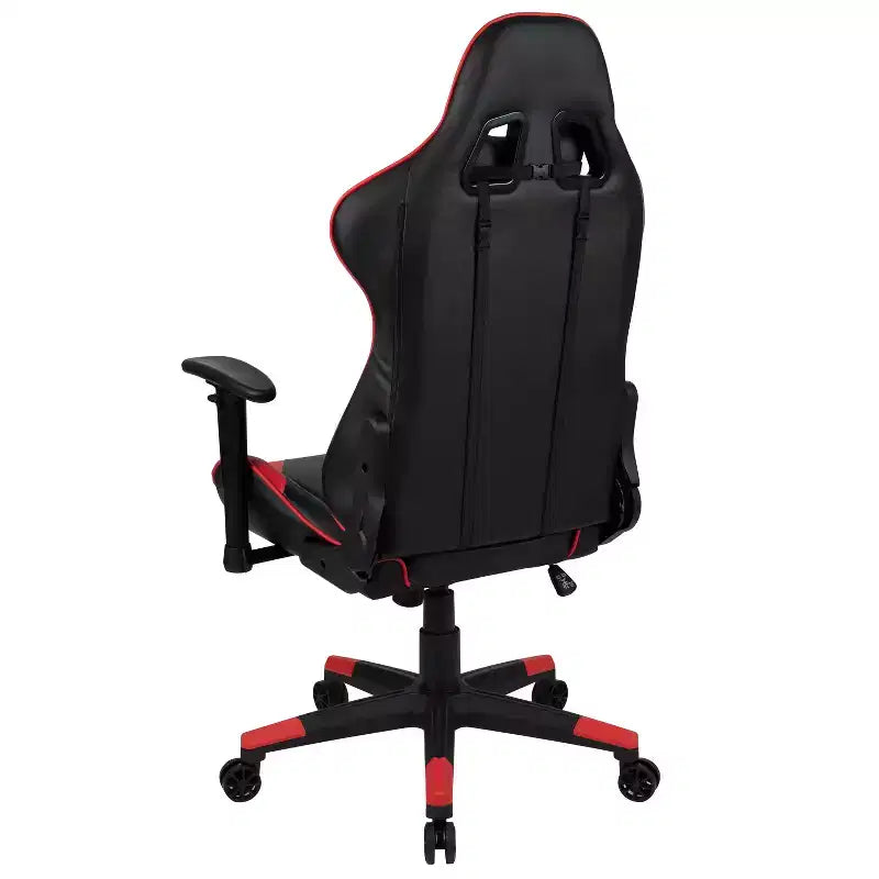 Emma and Oliver Racing Gaming Ergonomic Chair with Fully Reclining Back in Red LeatherSoft