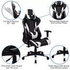 Emma and Oliver Racing Gaming Ergonomic Chair with Fully Reclining Back in Red LeatherSoft