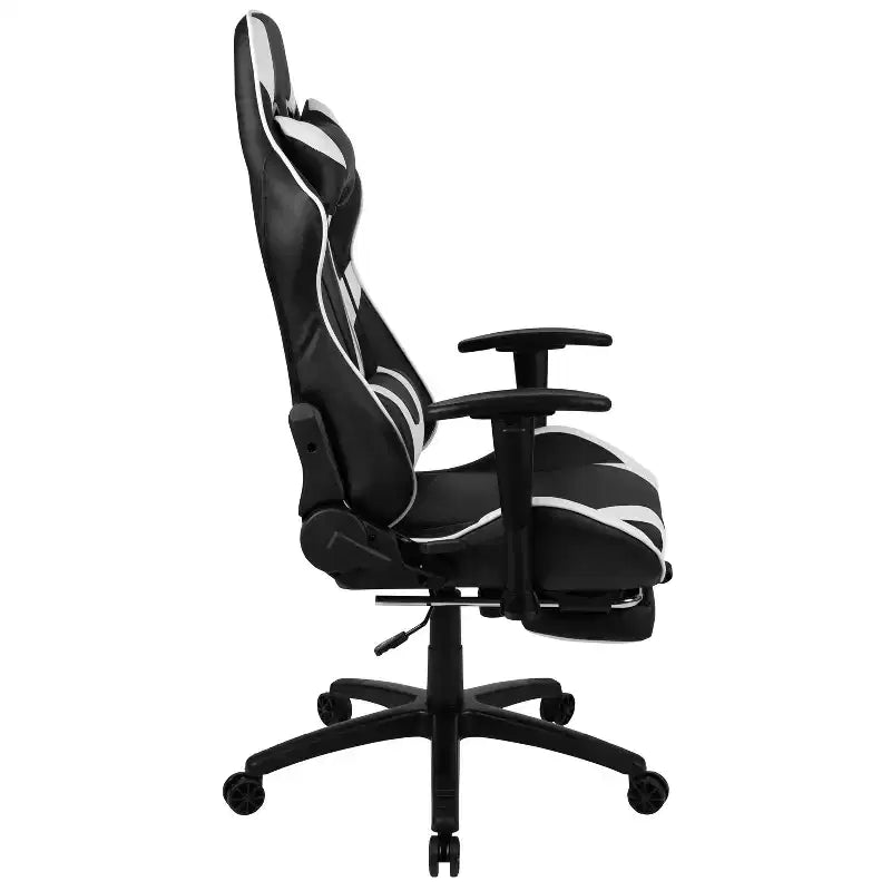 Sedia ergonomica da gaming Emma and Oliver Racing con schienale reclinabile e poggiapiedi in pelle sintetica rossa