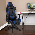 Sedia ergonomica da gaming Emma and Oliver Racing con schienale reclinabile e poggiapiedi in pelle sintetica rossa