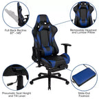 Sedia ergonomica da gaming Emma and Oliver Racing con schienale reclinabile e poggiapiedi in pelle sintetica rossa
