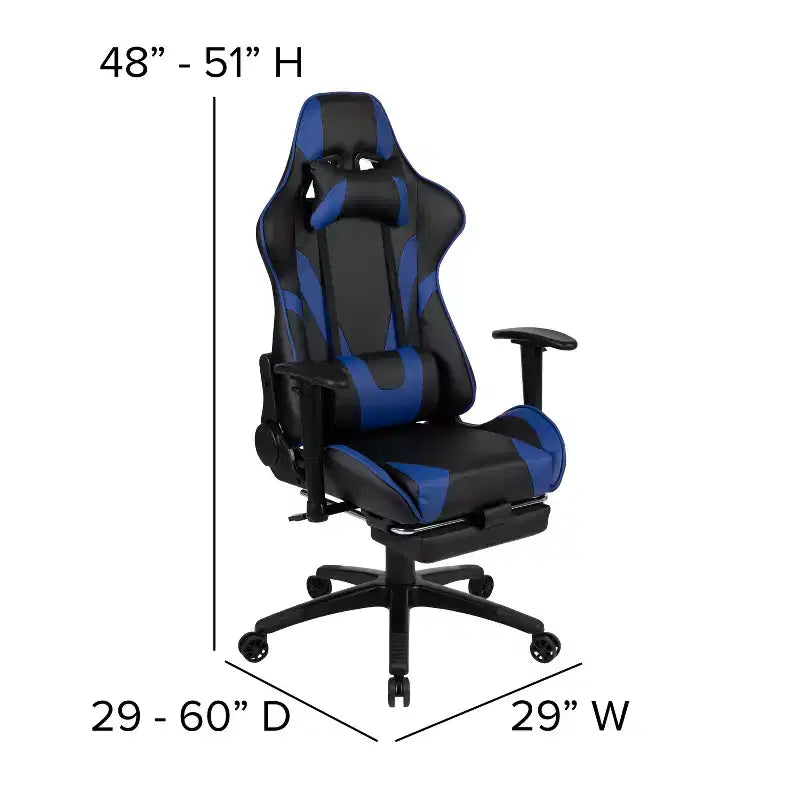 Sedia ergonomica da gaming Emma and Oliver Racing con schienale reclinabile e poggiapiedi in pelle sintetica rossa