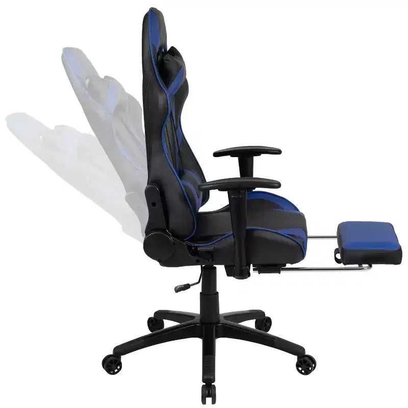 Sedia ergonomica da gaming Emma and Oliver Racing con schienale reclinabile e poggiapiedi in pelle sintetica rossa