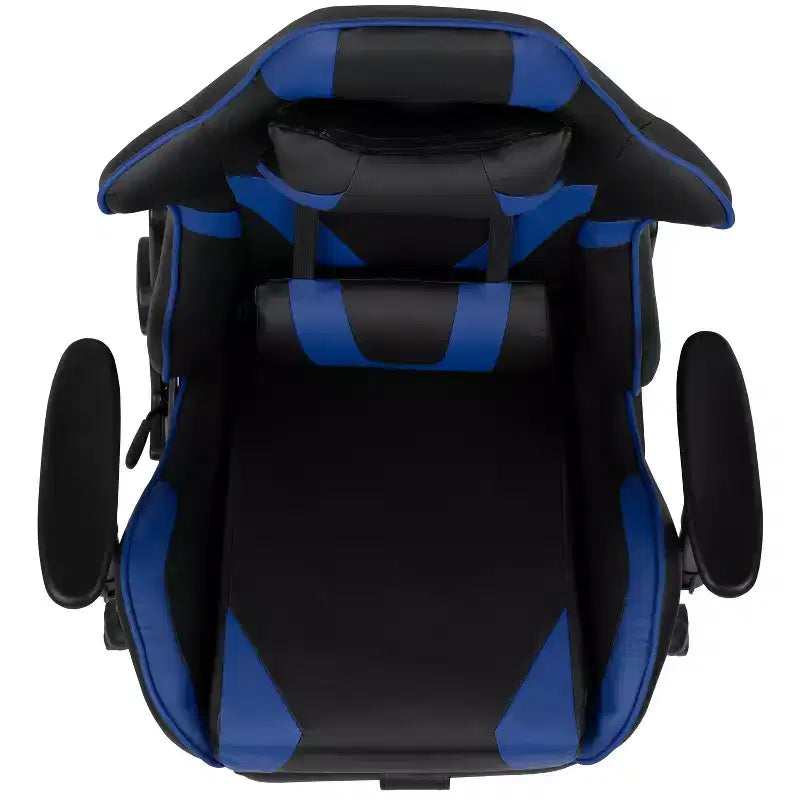 Sedia ergonomica da gaming Emma and Oliver Racing con schienale reclinabile e poggiapiedi in pelle sintetica rossa