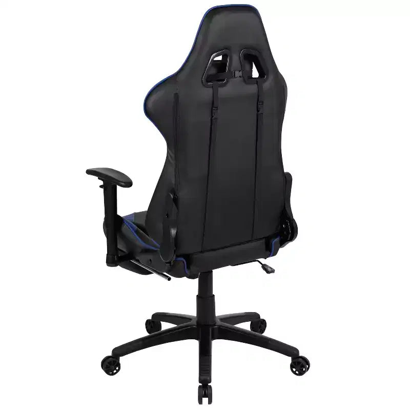 Sedia ergonomica da gaming Emma and Oliver Racing con schienale reclinabile e poggiapiedi in pelle sintetica rossa
