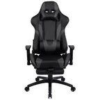 Sedia ergonomica da gaming Emma and Oliver Racing con schienale reclinabile e poggiapiedi in pelle sintetica rossa