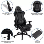 Sedia ergonomica da gaming Emma and Oliver Racing con schienale reclinabile e poggiapiedi in pelle sintetica rossa