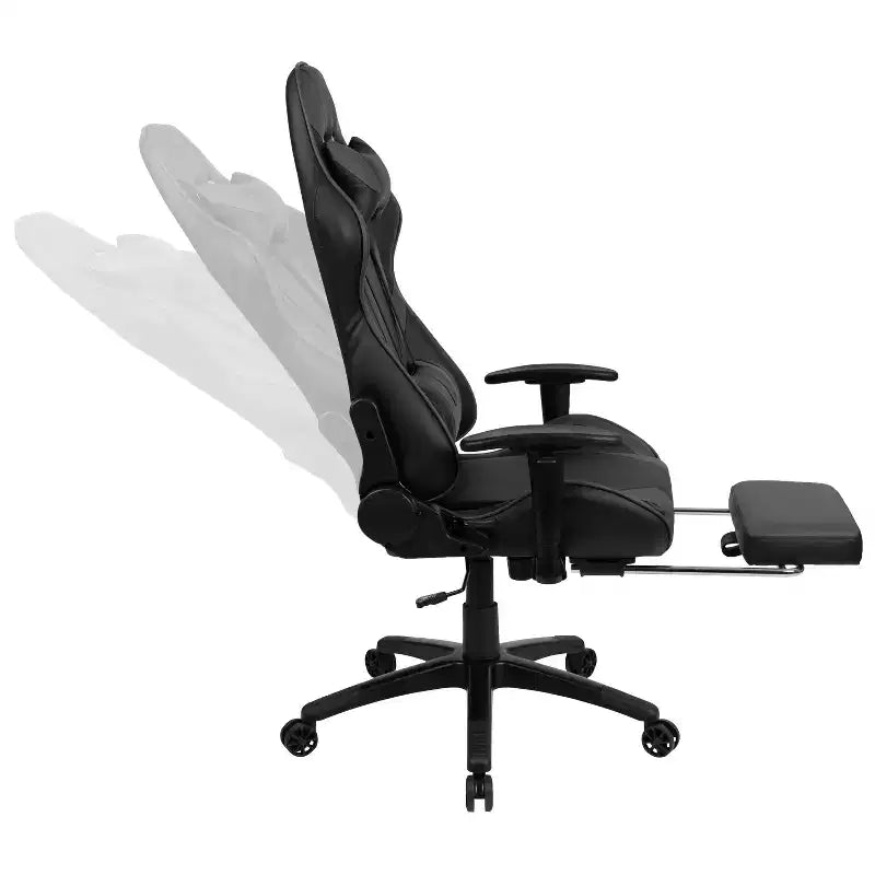 Sedia ergonomica da gaming Emma and Oliver Racing con schienale reclinabile e poggiapiedi in pelle sintetica rossa
