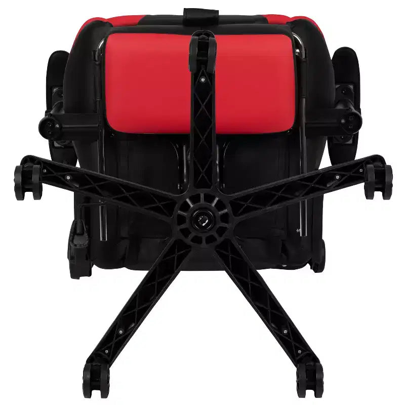 Sedia ergonomica da gaming Emma and Oliver Racing con schienale reclinabile e poggiapiedi in pelle sintetica rossa