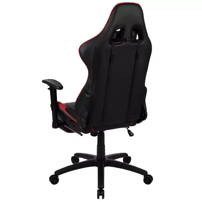 Sedia ergonomica da gaming Emma and Oliver Racing con schienale reclinabile e poggiapiedi in pelle sintetica rossa