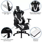 Sedia ergonomica da gaming Emma and Oliver Racing con schienale reclinabile e poggiapiedi in pelle sintetica rossa