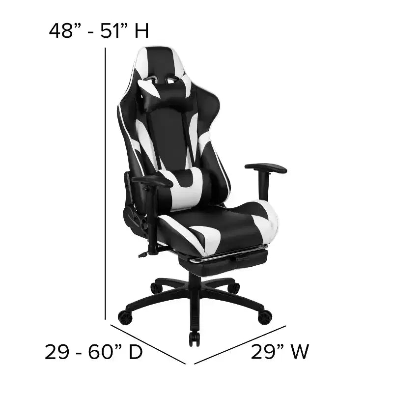Sedia ergonomica da gaming Emma and Oliver Racing con schienale reclinabile e poggiapiedi in pelle sintetica rossa