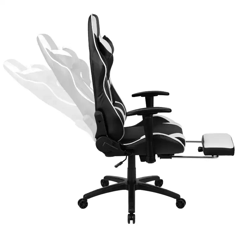 Sedia ergonomica da gaming Emma and Oliver Racing con schienale reclinabile e poggiapiedi in pelle sintetica rossa