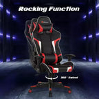 Costway Massage Gaming Chair Reclining Swivel Racing Office Chair w/Lumbar Support White\Blue\Grey\Red