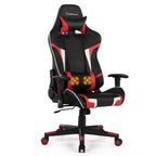 Costway Massage Gaming Chair Reclining Swivel Racing Office Chair w/Lumbar Support White\Blue\Grey\Red