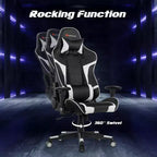 Costway Massage Gaming Chair Reclining Swivel Racing Office Chair w/Lumbar Support White\Blue\Grey\Red