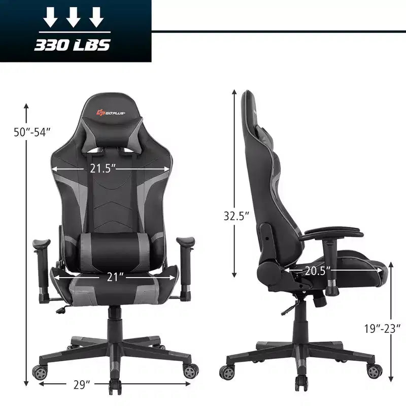 Sedia da gioco massaggiante Costway, reclinabile, girevole, da ufficio, da corsa, con supporto lombare