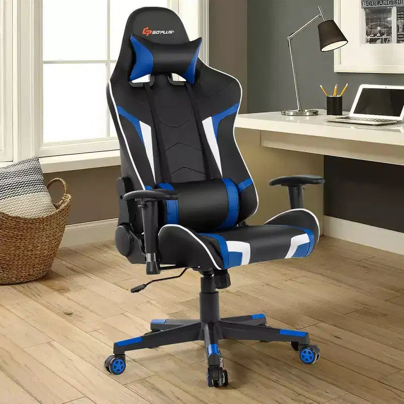 Sedia da gioco massaggiante Costway, reclinabile, girevole, da ufficio, da corsa, con supporto lombare