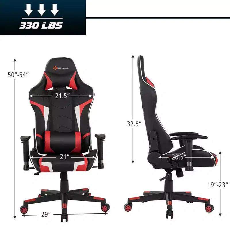 Sedia da gioco massaggiante Costway, reclinabile, girevole, da ufficio, da corsa, con supporto lombare